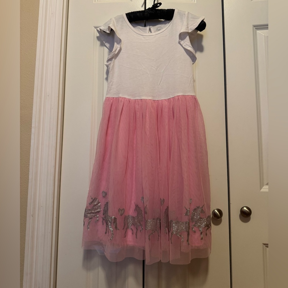 Girls Unicorn Tulle Tutu Dress 10/12 Plus Pink Glitter Wonder Nation Ruffle